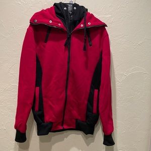 Men’s small to medium red and black jacket hoodie